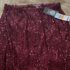 Vince Camuto Sparkling Burgundy Midi Skirt